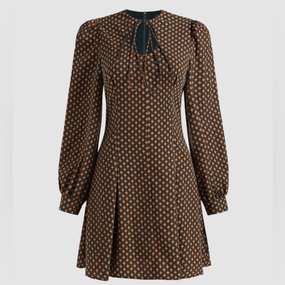 60’s Style vintage print Keyhole Dress